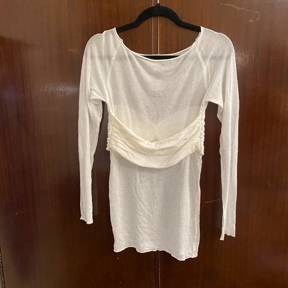 inspired sheer mesh long sleeve gather bust top - Picture 2 of 4